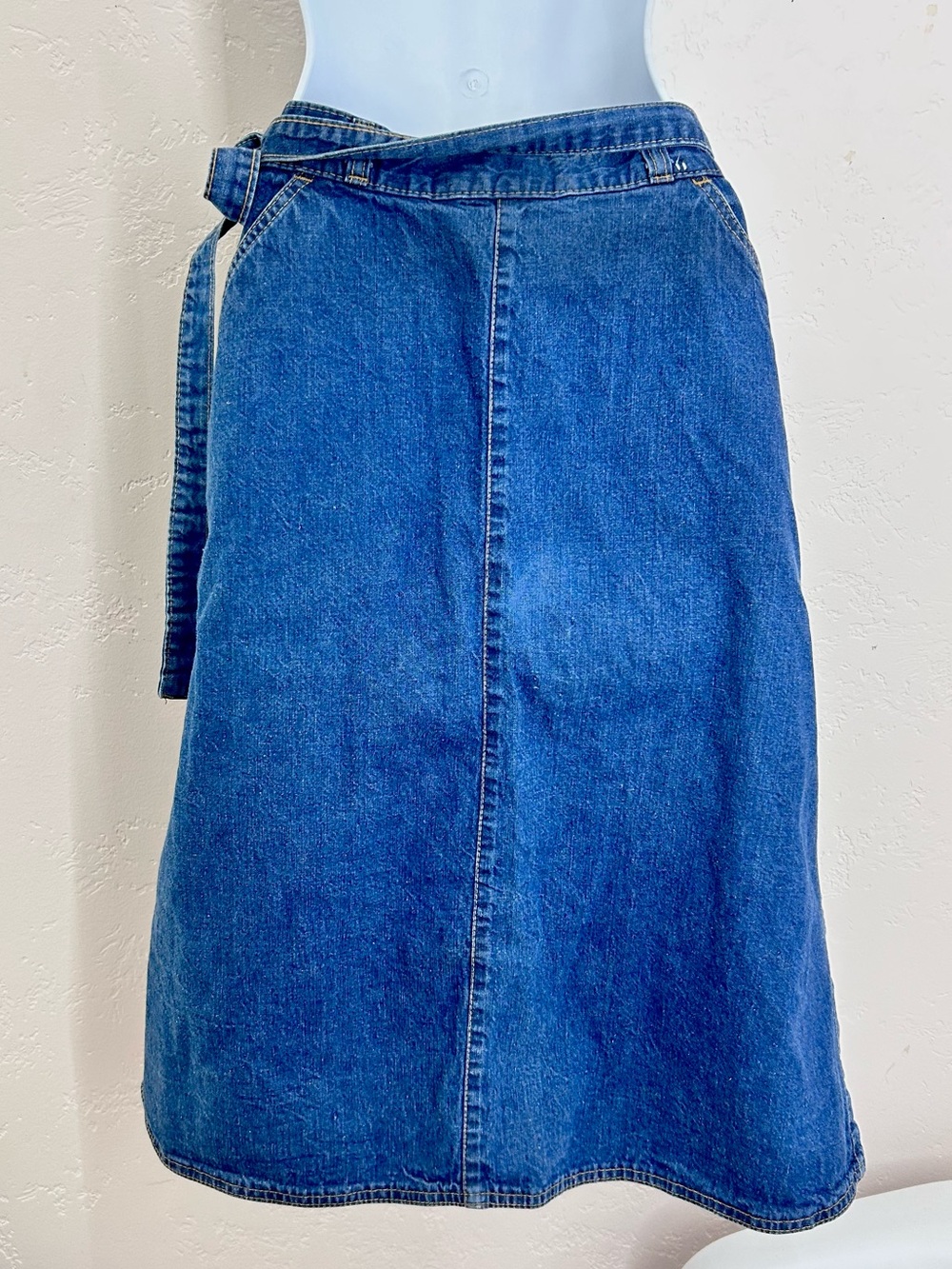 Levi’s Vintage 1970s Orange Tab Wrap A-Line Denim Midi Skirt Rare - Picture 6 of 14